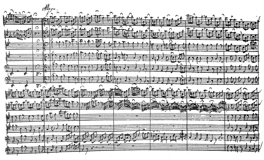 Sheet music for Bach's Brandenburg Concerto No. 6.