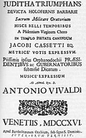 First edition of Juditha triumphans
