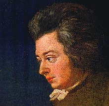Incompletely enlarged portrait of Mozart by his brother-in-law Joseph Lange
