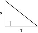 Right triangle with legs labeled as 3 and 4.