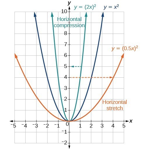 Graph of the vertical stretch and compression of x^2.