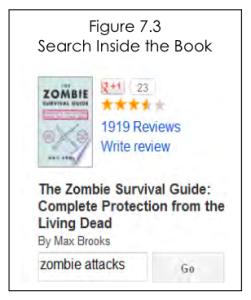 Screenshot of a book result for a search of zombie attacks.