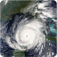 Satellite image tracking Hurricane Rita approaching Texas and Louisiana