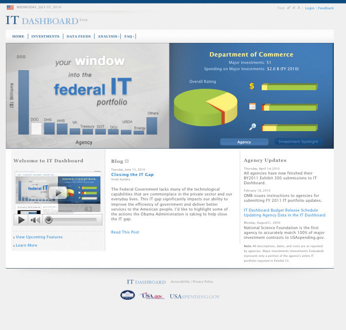 The Federal IT Dashboard website screen shot