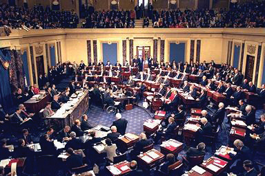 Photo the U.S. Senate in session during the impeachment trial of Bill Clinton