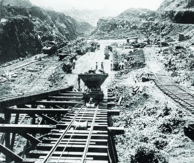 A photograph shows the excavation of the Culebra Cut in the construction of the Panama Canal.
