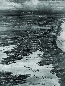 A contemporaneous military map shows the battlefields of the Russo-Japanese War.