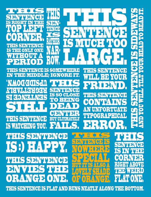 Poster containing various sentences on blue background. 