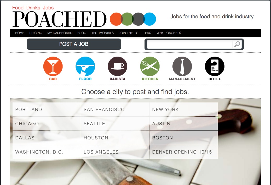 Screen shot of Poached website