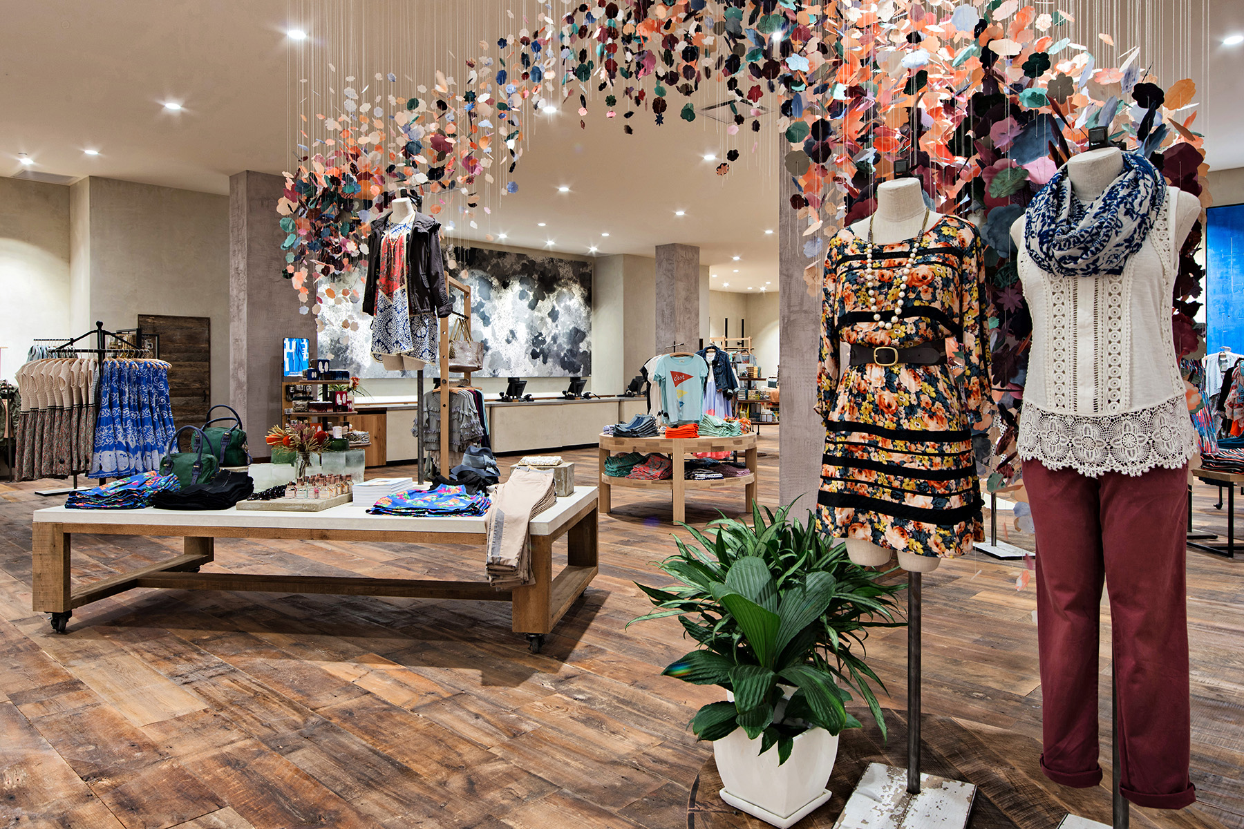 Anthropologie stores have a low density, emphasizing design elements that support the creative clothing and housewares brand.