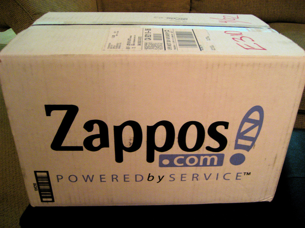 Photo of a Zappos.com shipping box with its tag line 