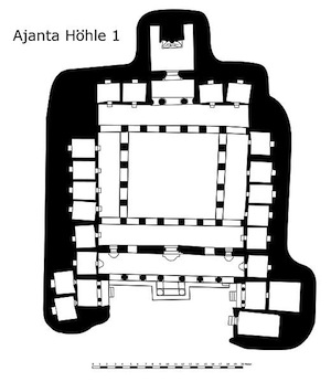 Plan of cave 1 at Ajanta