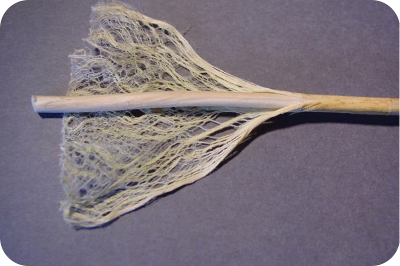 a frayed rope showing the thick fibers found in jute