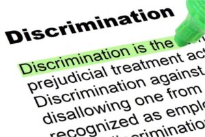 Dictionary entry for of discrimination. Definition is 