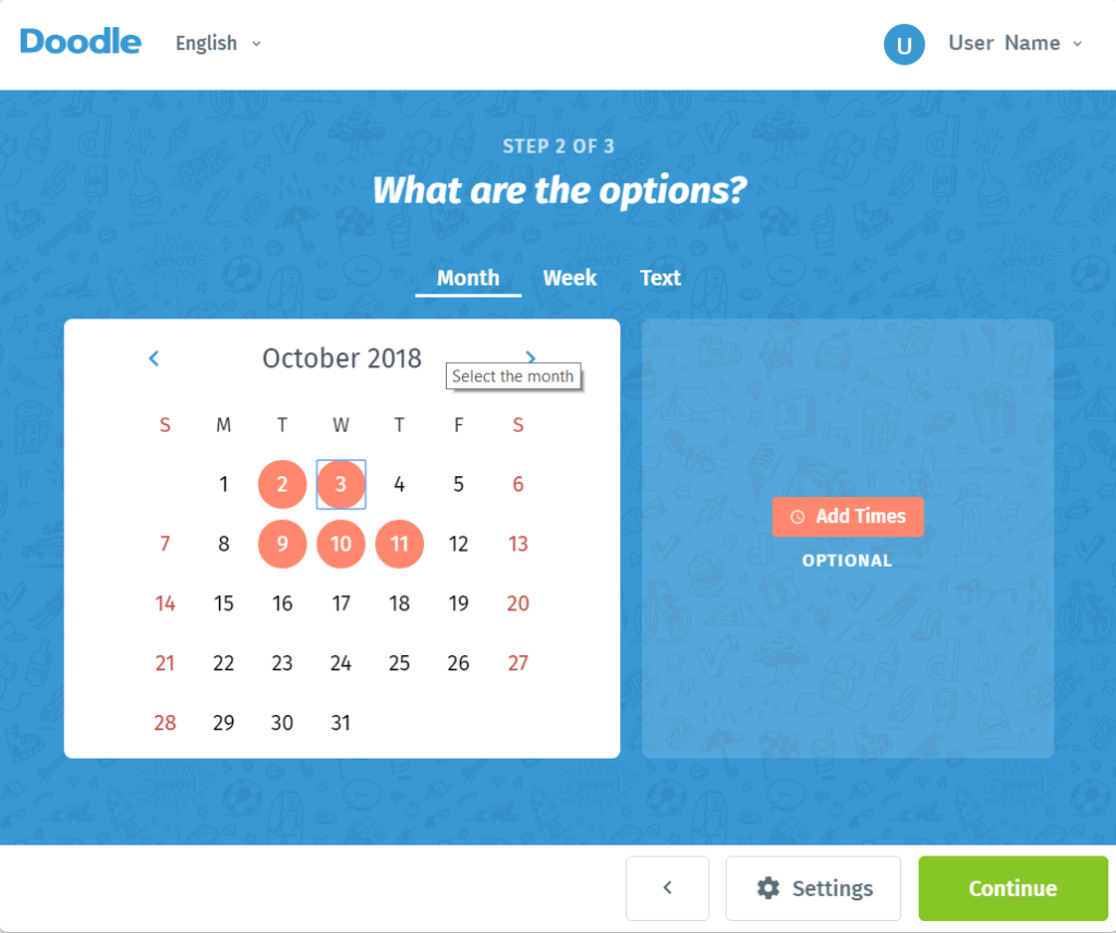 A screenshot of Doodle, a scheduling platform. The title of the page is 