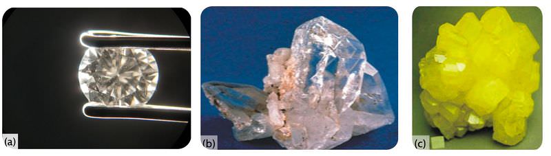 A) Diamond. B) Quartz. C) Sulfur