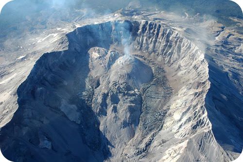 Lava domes forming in the crater of Mount St. Helens