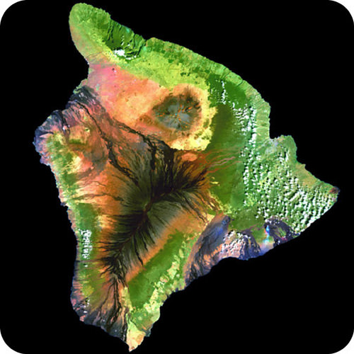 Satellite images is Hawaii, which was created by hotspot volcanism