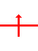 Horizontal line with a vertical line crossing it. There is an arrow on the top end of the vertical line.