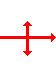 horizontal arrow pointing to the right with a vertical line crossing it. There are arrows on both ends of the vertical line pointing away from the horizontal line. 