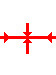 Horizontal line with a vertical line crossing it. There are arrows on the internal ends of the vertical line pointing at the horizontal line. There are also arrows on the horizontal line pointing inward at the vertical line.