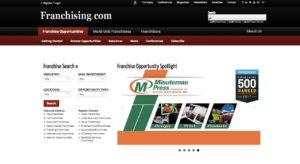 Screen shot of franchising.com Web site home page.