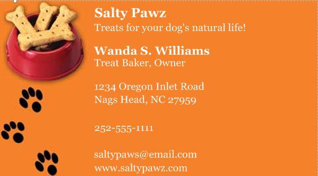 Salty Pawz does not have marketing materials, does no promotions or advertising. Wanda thinks it might be a good idea, but currently she relies on word of mouth to advertise her business. She has business cards she purchased from an online service and encloses one with each order. Jamie dropped some off at the local veterinarian’s office a few months ago, but no one has checked to see if they are still there. 