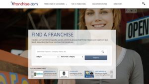 Screen shot of franchise.com Web site home page.