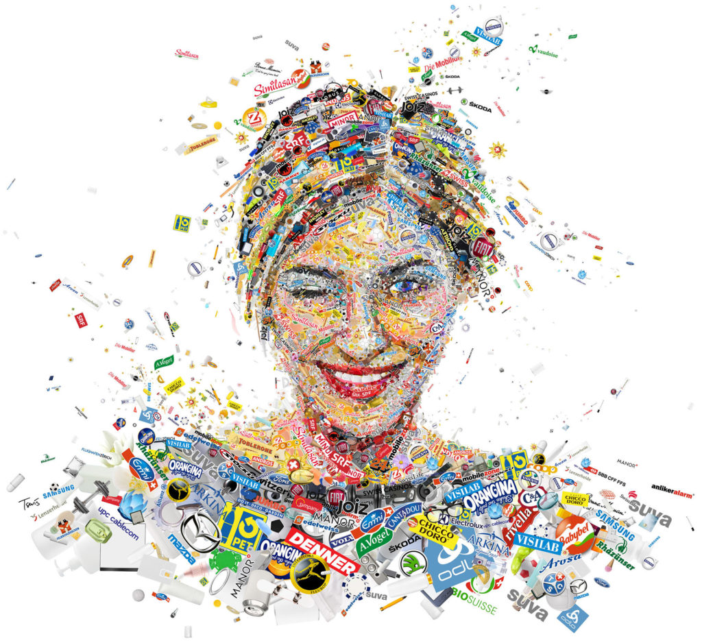 Mosaic illustration for the advertising campaign of Clear Channel in Switzerland