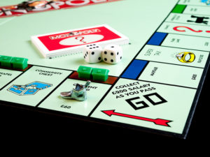An image of a corner of a Monopoly game board