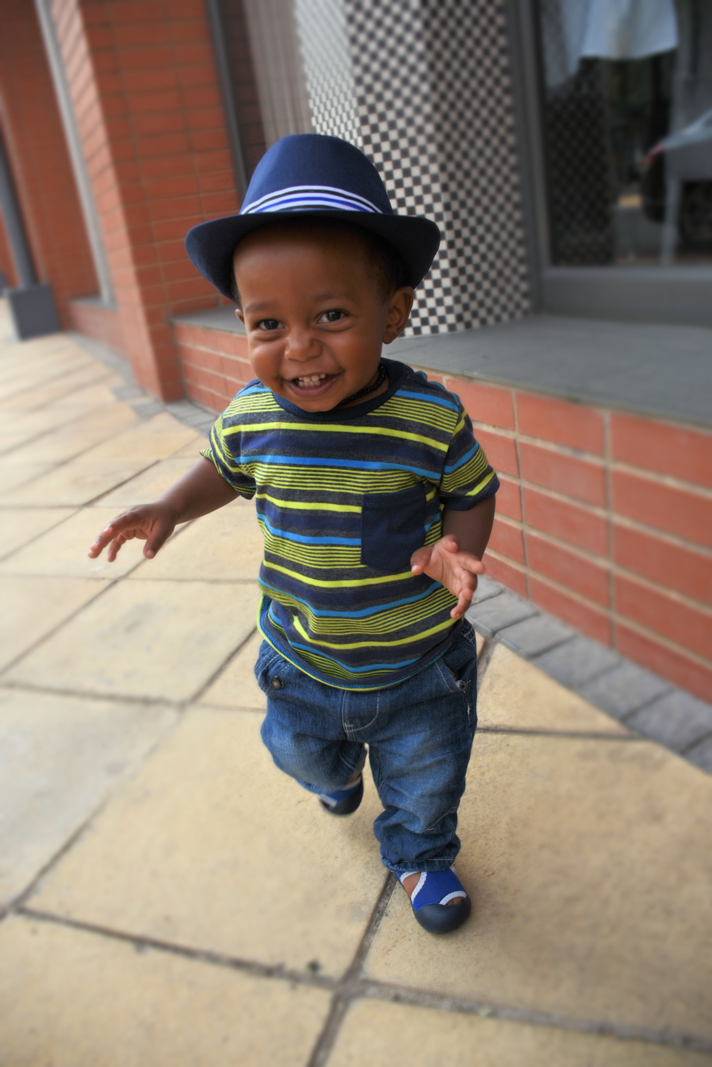 Adorable smiling toddler boy.