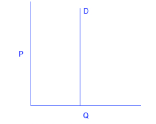 A vertical line showing zero elasticity.