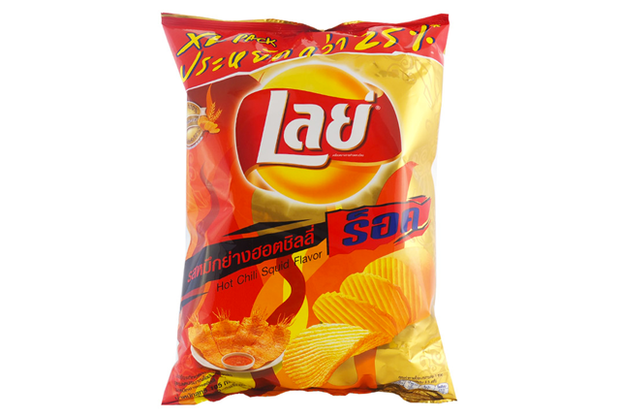 Package of potato chips with Thai lettering