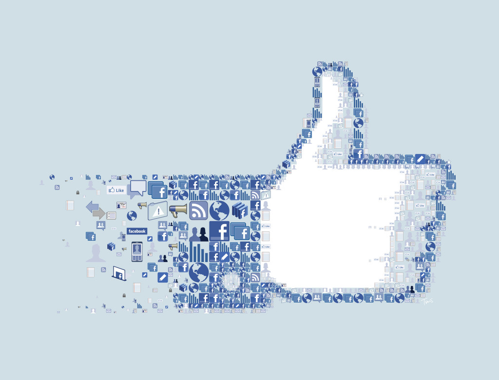 Mosaic illustration of the Facebook 