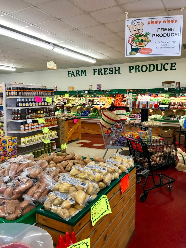 Photograph of the produce section of a store.