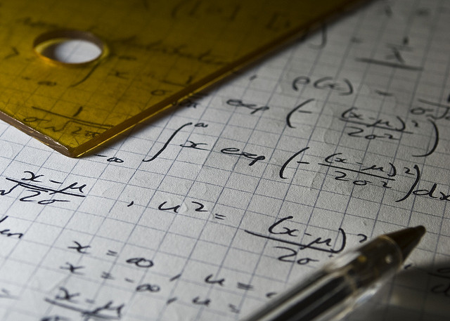 Close-up photo of mathematical equations.