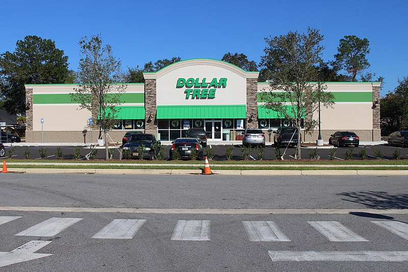 photograph of the front of a dollar tree building