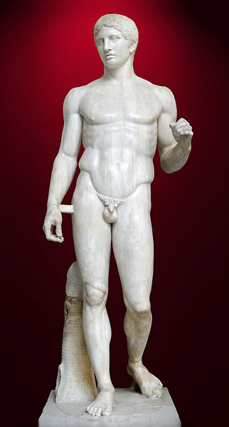 The similarities between this figure and Augustus of Primaporta are extensive, as discussed in the body text.