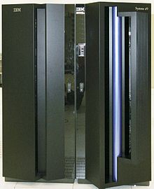 A Large IBM mainframe, about the size of a closet.