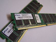 Photo of strips of random-access memory.