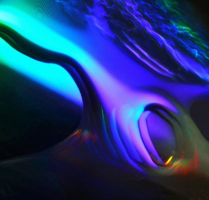 Distorted photo of a blue wrench