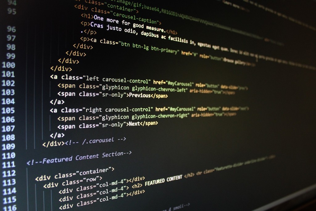 Photo of computer screen showing HTML